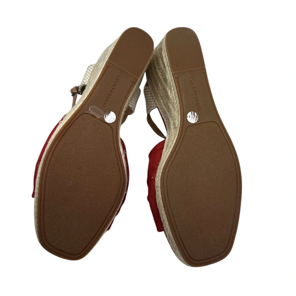 Lucky Brand Macrimay Espadrille Wedge Sandal Red Size 10